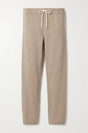 French Cotton-blend Terry Track Pants - Beige
