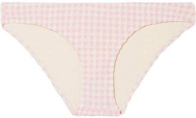 The Elle Gingham Seersucker Bikini Briefs - Baby pink