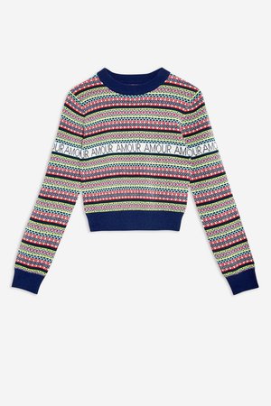 Slogan Fair Isle Jumper - Sweaters & Knits - Clothing - Topshop USA
