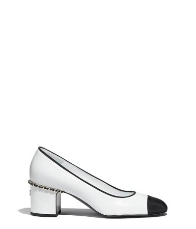 chanel white high heels
