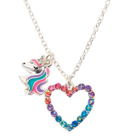 Miss Glitter the Unicorn Heart Pendant Necklace | Claire's US