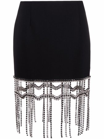 AREA crystal-fringed mini skirt black SS21S01032 - Farfetch