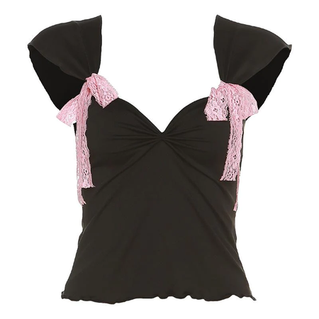 black top with pink bows