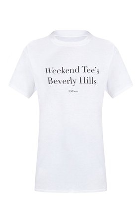 White Weekend Tee Slogan Oversized T Shirt | PrettyLittleThing USA