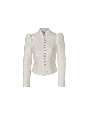 Puffed Long Sleeve Cropped White Bridal Jacket | Sassi Holford