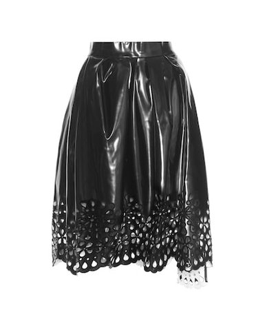 Cut-out faux leather skirt