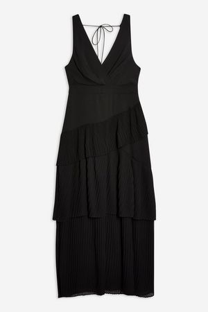Black Pleat Tiered Midaxi Dress | Topshop black