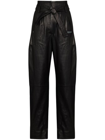 Off-White high-waisted Leather Trousers - Farfetch