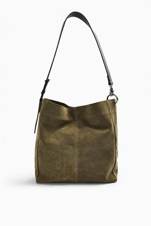 LENA Khaki Leather Hobo Bag | Topshop