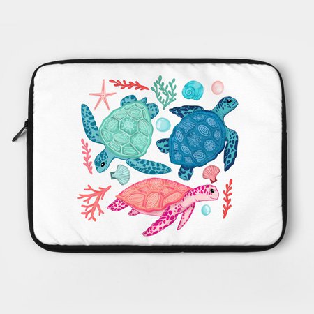 Paradise Beach Turtles - Turtle - Laptop Case | TeePublic