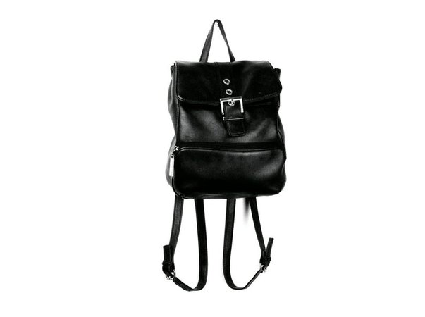 90's Black Leather Mini Backpack | Etsy