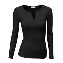 Doublju - Doublju Women's Thermal Henley Long Sleeve Top with Plus Size - Walmart.com