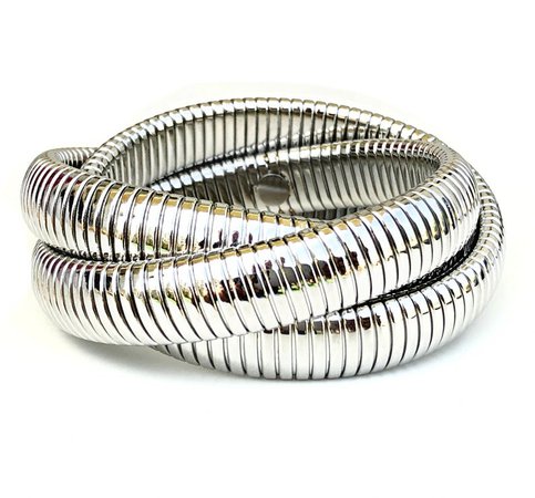 18K White Gold Bracelet Trio Cobra Rolling Bracelets Bangles | Etsy