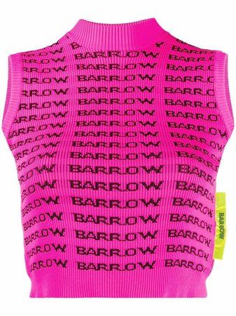 Shop pink BARROW logo-print knitted vest with Express Delivery - Farfetch