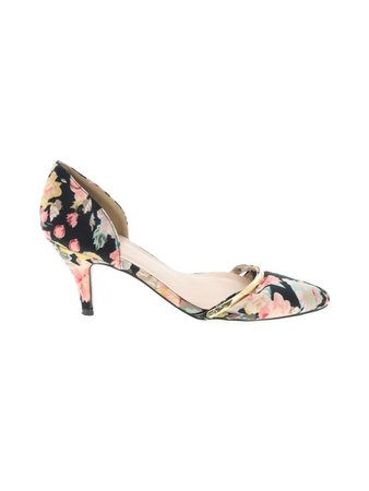 Qupid Floral Black Heels Size 8 1/2 - 57% off | thredUP