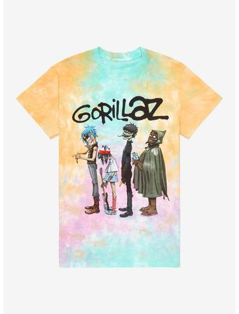 Gorillaz Group Tie-Dye Boyfriend Fit Girls T-Shirt | Hot Topic