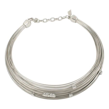 Vintage 1990 Thierry Mugler Silvered Metal Multi-Strand Wire Choker Necklace