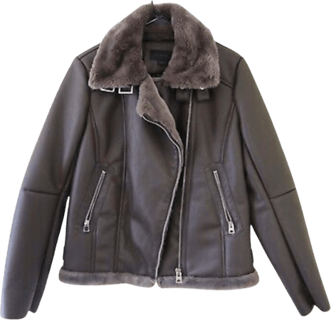 Brown/gray leather biker jacket