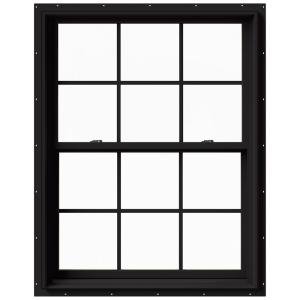 JELD-WEN 33.375 in. x 60 in. W-2500 Series Black Painted Clad Wood Double Hung Window w/ Natural Interior and Screen-THDJW177200511 - The Home Depot