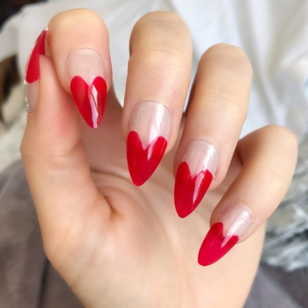 Heart Tip Red Gloss Stiletto – Doobys Nails