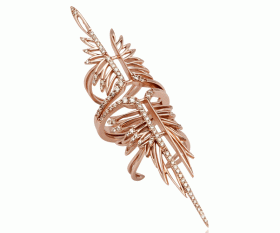 Escluso Jewelry - Large Feather Knuckle Ring in Black Gold