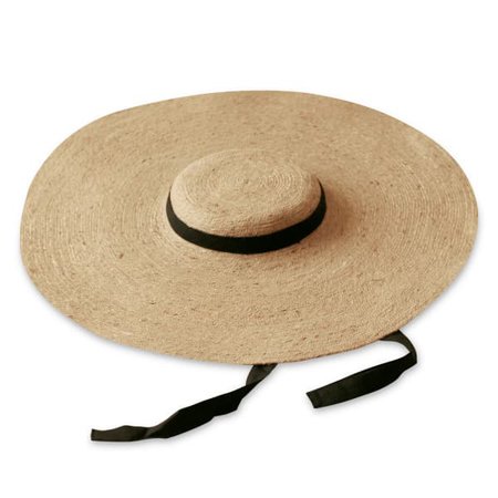 Lola Wide Brim Jute Hat, With Black Strap | Brunna.Co | Wolf & Badger