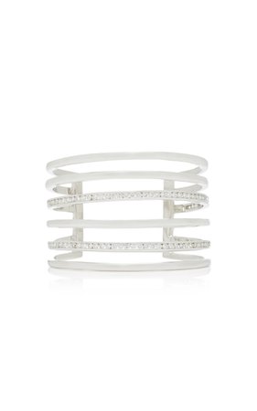 Sterling Silver Diamond Cuff by Lynn Ban Jewelry | Moda Operandi