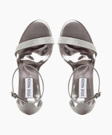 STECY-S SM - Diamante Front Strap Two Part Heel - pewter | Dune London