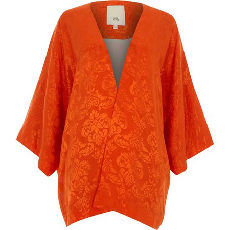 Orange jacquard kimono - Kimonos - Tops - women