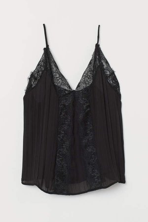 Camisole Top with Lace - Black