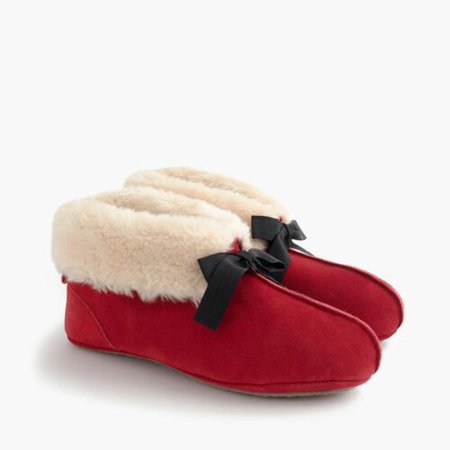 NWT J CREW Red LODGE MOCCASINS BOOTIES Sz 7 Suede Slippers Shearling F8158 | eBay