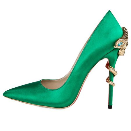 Online Shop Snake Fretwork High Heels Shoes Green Satin Shoes Elegant Dance Dress Pumps Women's Crystal Shoes | Aliexpress Mobile