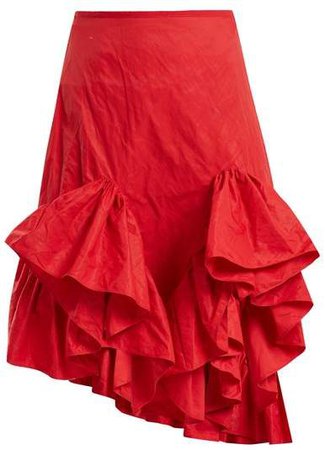 Marques'almeida - Melted Frill Ruffle Skirt - Womens - Red