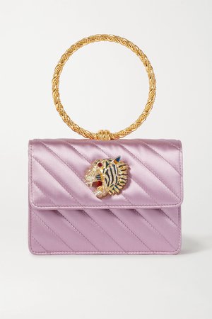 Purple Broadway embellished quilted satin tote | Gucci | NET-A-PORTER