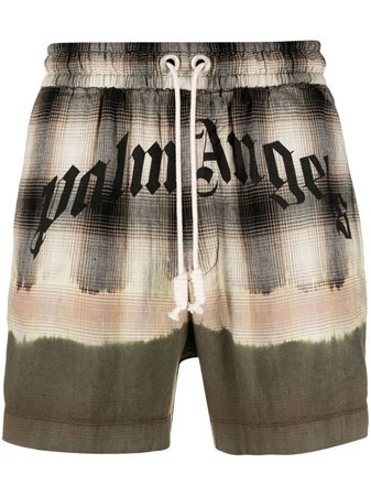 Shop Palm Angels plaid-check print track shorts with Express Delivery - FARFETCH