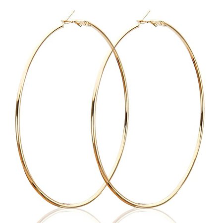 Buy cb collections Golden Alloy Smooth Big Round Hoop Earrings for Women at Amazon.in