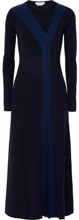 Boris Paneled Wool-blend Maxi Dress - Navy