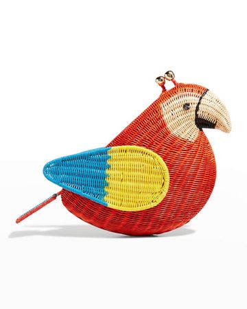 Serpui Cissa Parrot Wicker Crossbody Bag | Neiman Marcus