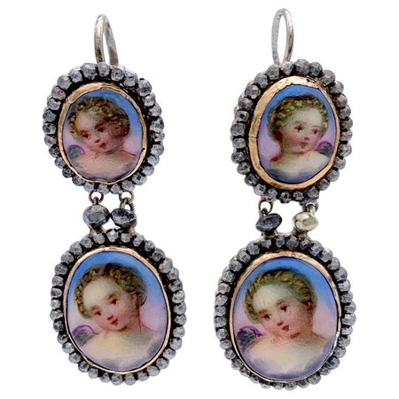 victorian porcelain cherub earrings