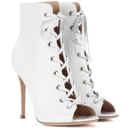 Gianvito Rossi Marie Peep-Toe Leather Ankle Boots