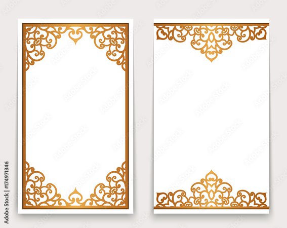 Vintage gold cards with ornate borders Stock Vector | Adobe Stock