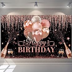 Amazon.com: XJLANTTE 223 PCS Black and Rose Gold Party Supplies - Rose Gold Party Balloon, Birthday Banner, Cake Topper, Plates, Napkins, Cups and Tablecloth for Girl Women Party Decorations, Serves 20 Guest : Home & Kitchen