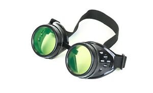 Green Lens Black Goggles Steampunk Punk Goth Burning man Sun glass 3 Set Lens | eBay