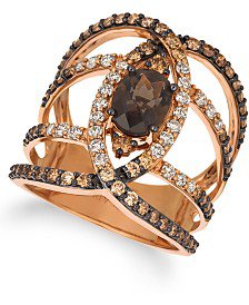 Le Vian Ombré Chocolate Diamond Multi-Row Statement Ring (1 ct. t.w.) in 14k Rose Gold & Reviews - Rings - Jewelry & Watches - Macy's