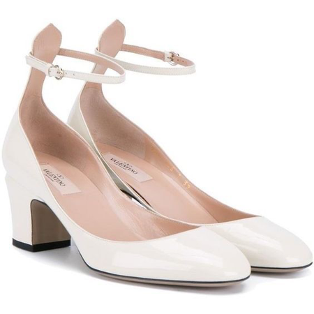 white Valentino pumps heels low heel