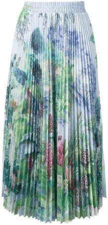 pleated floral midi skirt