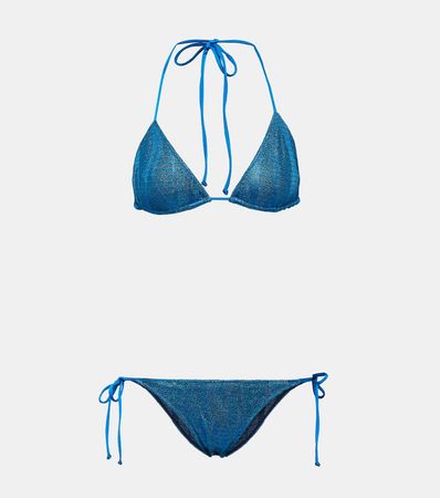 Jacquard Triangle Low Rise Bikini in Blue - Missoni Mare | Mytheresa