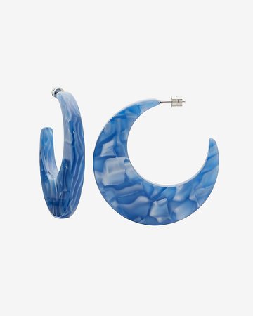 Machete Blue Crescent Hoop Earrings
