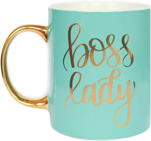 Amazon.com: Sweet Water Decor Boss Lady Gold Coffee Mug | Large Fancy Handle Cute Tea-Cup Female Girl Boss Babe Gifts for Women Decor Fine Bone China Hand Lettered Microwave Safe (Mint - 11 fl. oz): Kitchen & Dining