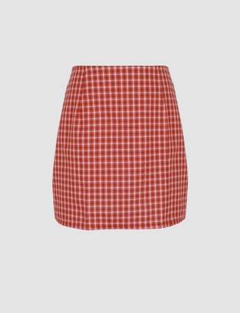 Plaid Side Split Mini Skirt – Juicici